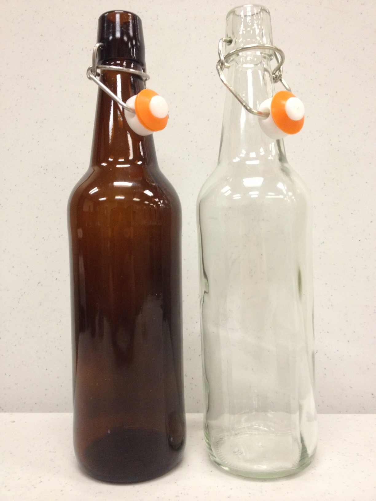 1/2 Liter Clear Flip Top Bottles, (16 oz) (500ml), 12 per case Bader